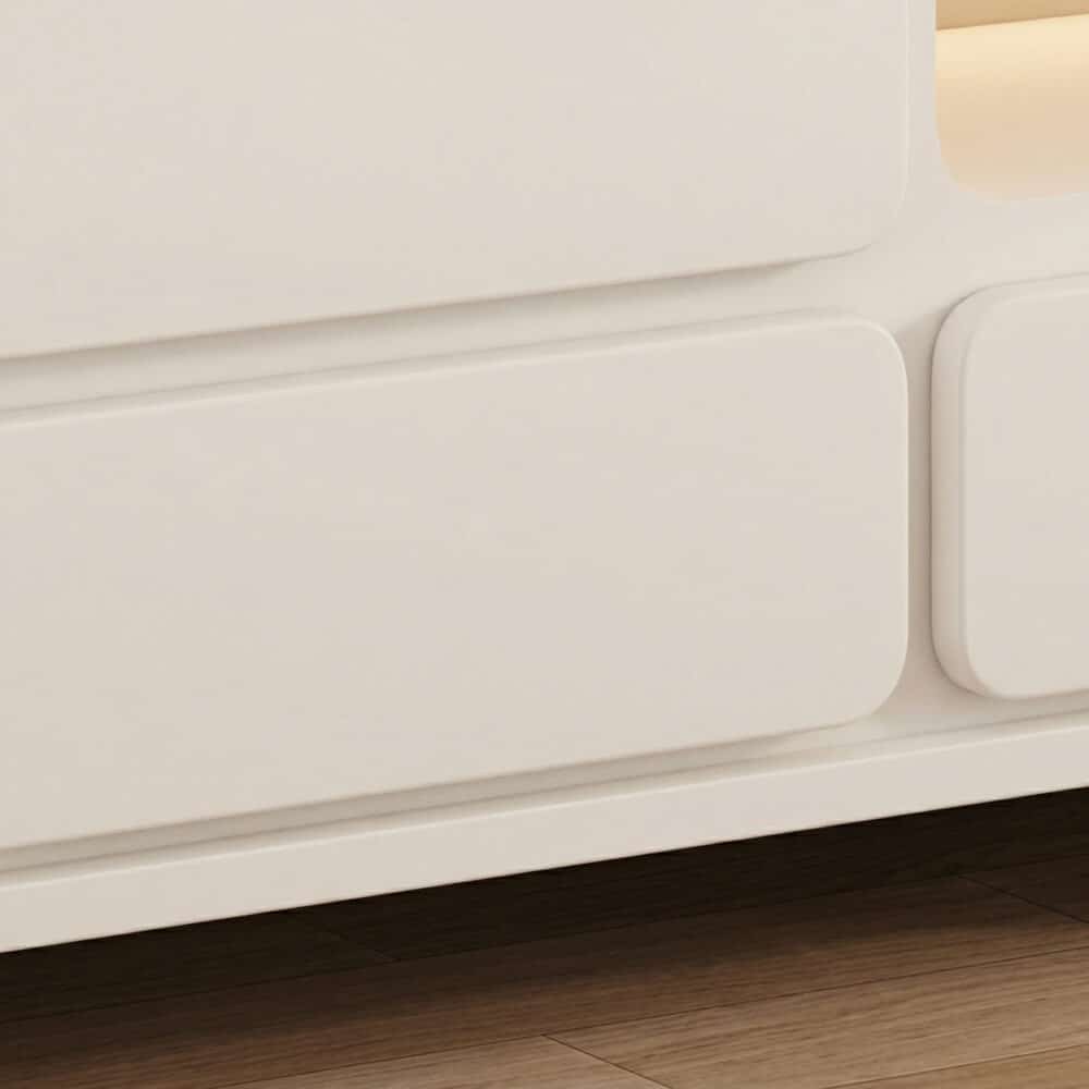 Modern Minimalist White TV Stand with Storage Drawers 相册图 #4 resized