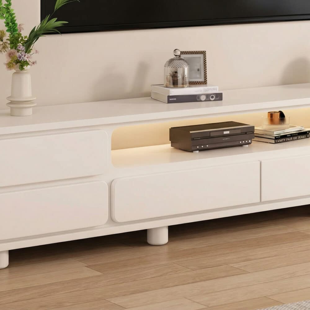 Modern Minimalist White TV Stand with Storage Drawers 相册图 #6 resized