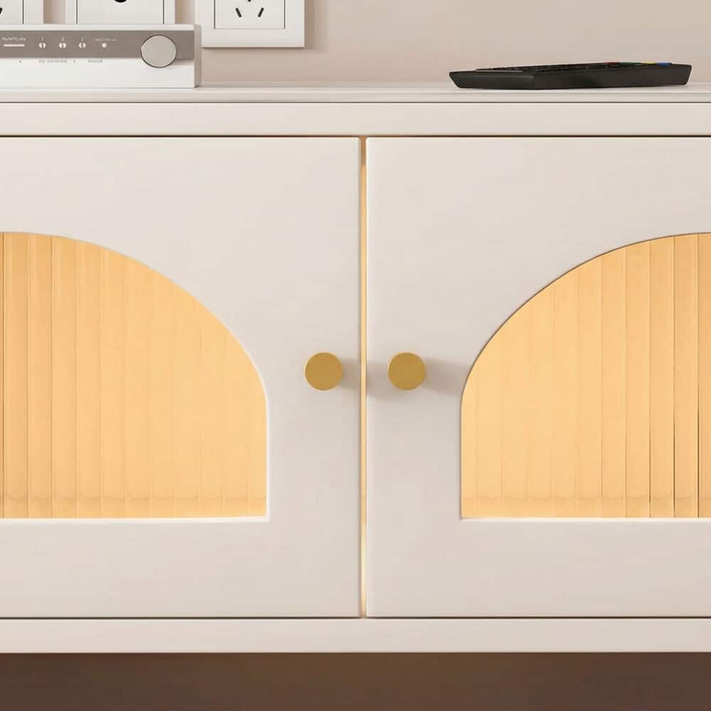 Modern Rectangle White TV Stand with Storage Drawers 相册图 #3 resized