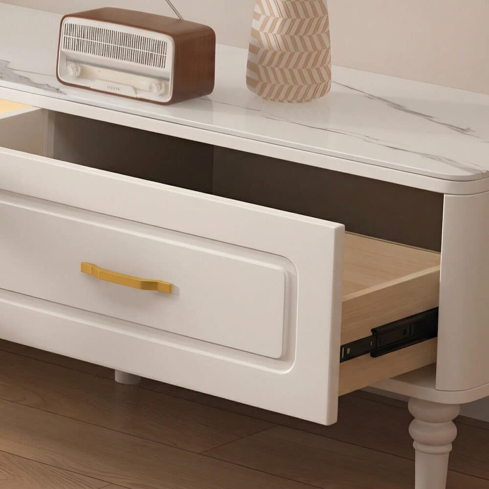 Modern Rectangle White TV Stand with Storage Drawers 相册图 #4 resized