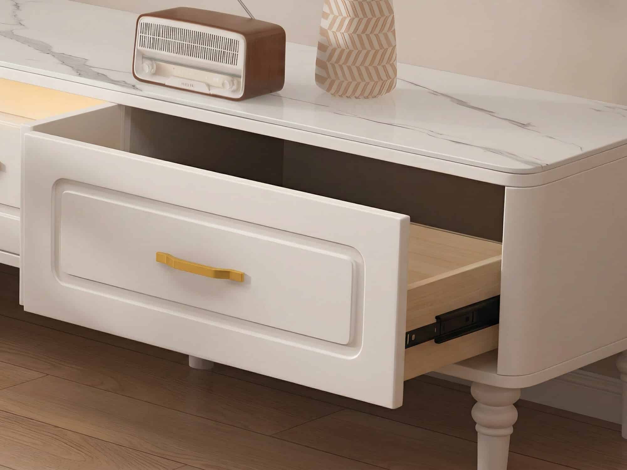 Modern Rectangle White TV Stand with Storage Drawers 相册图 #4 resized