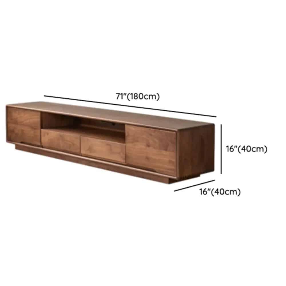 Modern Walnut Wood Tv Stand With Storage Cabinets 11