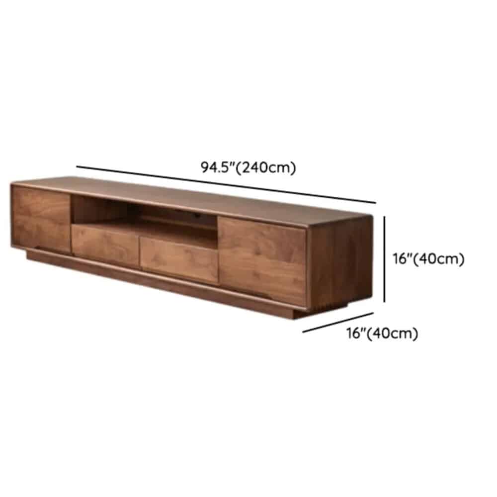 Modern Walnut Wood Tv Stand With Storage Cabinets 12