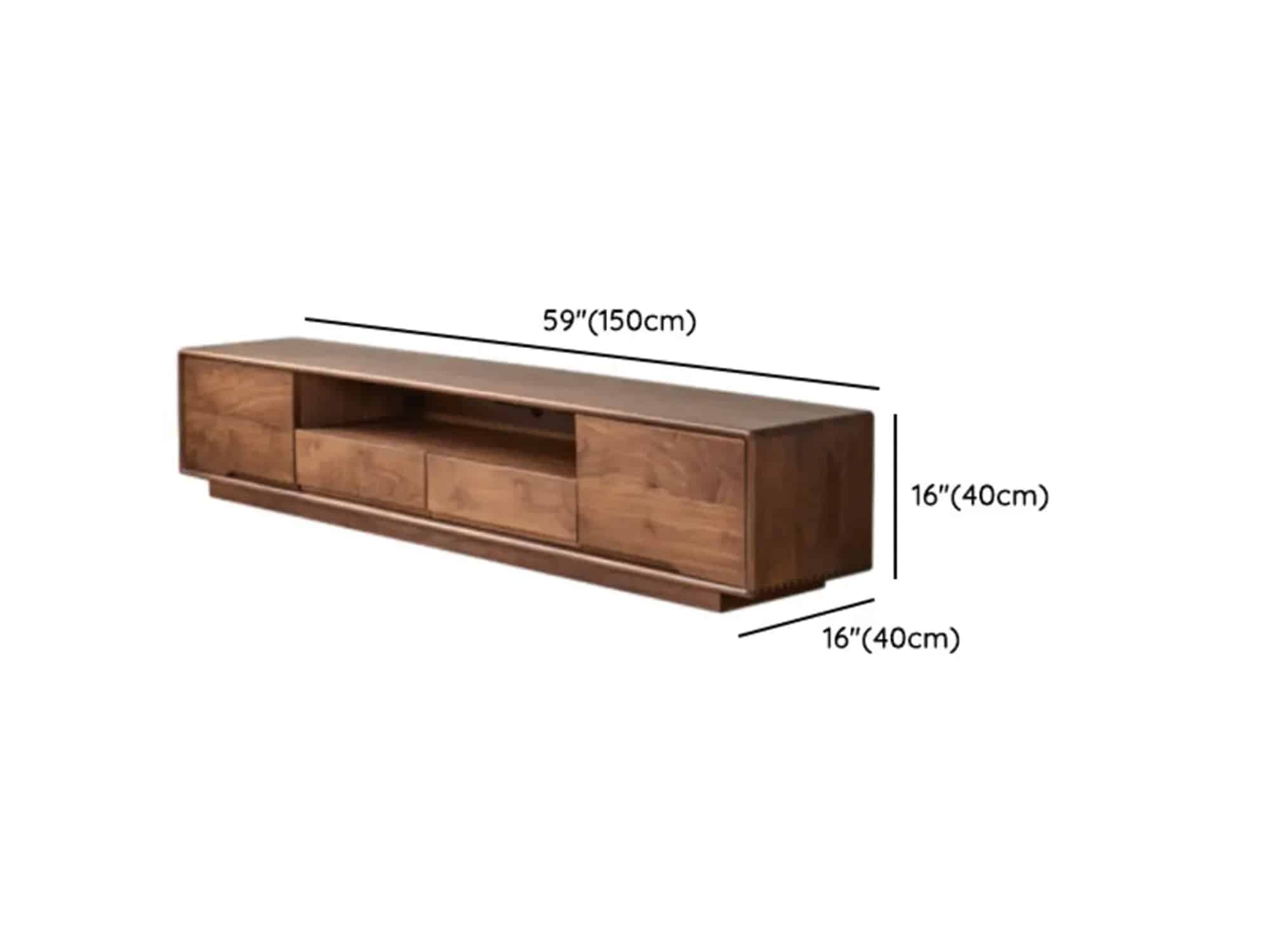 Modern Walnut Wood Tv Stand With Storage Cabinets 13