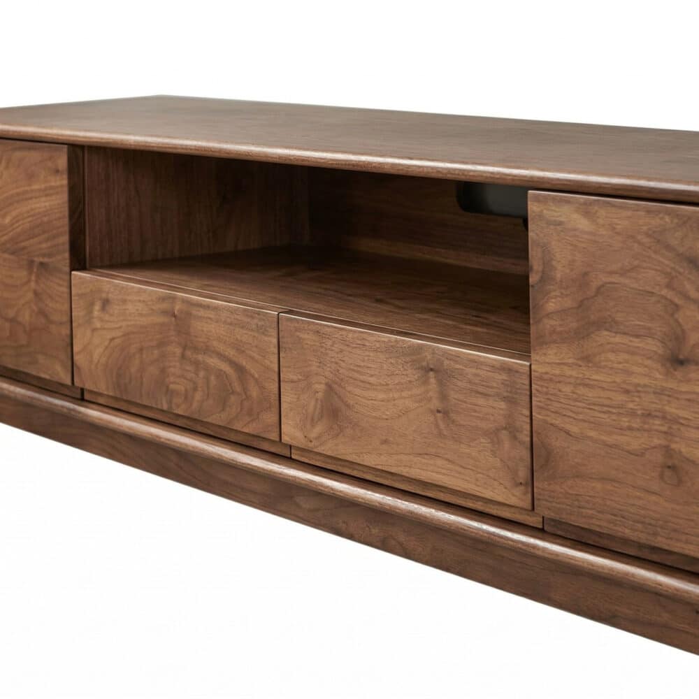 Modern Walnut Wood TV Stand with Storage Cabinets 相册图 #2 resized