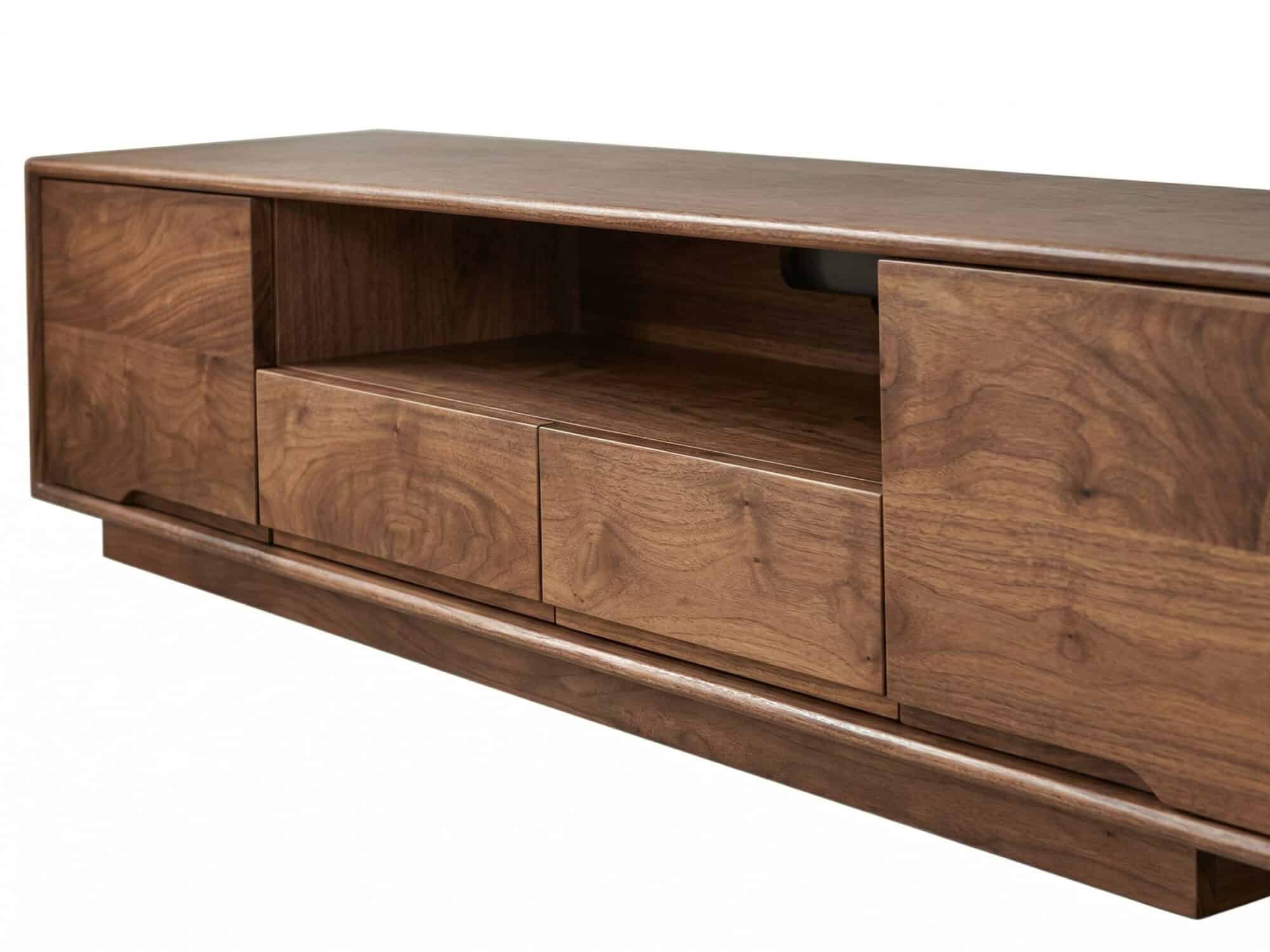 Modern Walnut Wood TV Stand with Storage Cabinets 相册图 #2 resized