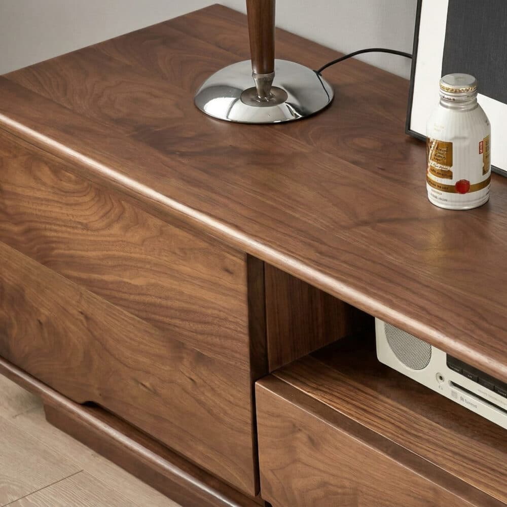 Modern Walnut Wood TV Stand with Storage Cabinets 相册图 #3 resized