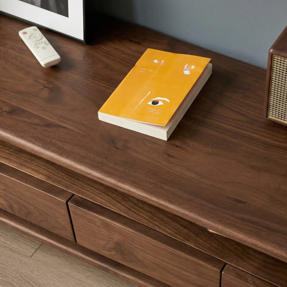 Modern Walnut Wood TV Stand with Storage Cabinets 相册图 #4 resized