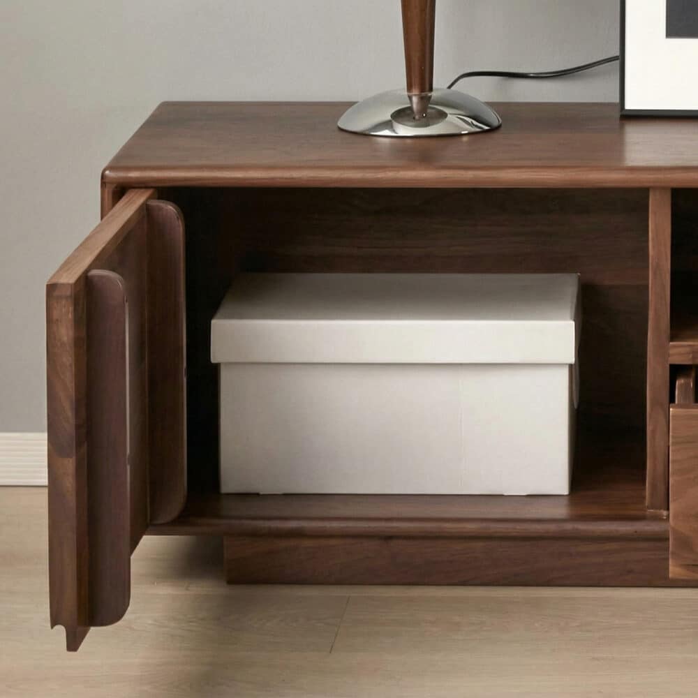Modern Walnut Wood TV Stand with Storage Cabinets 相册图 #5 resized