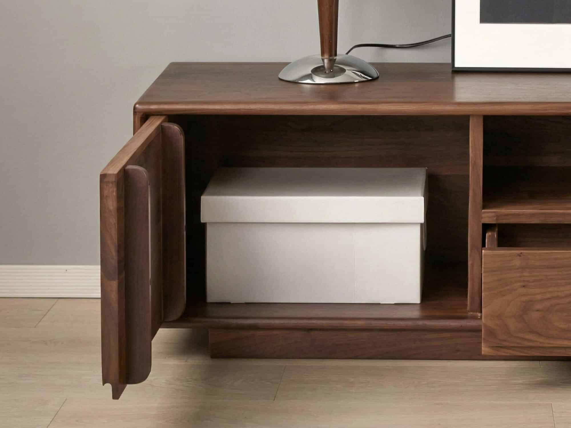 Modern Walnut Wood TV Stand with Storage Cabinets 相册图 #5 resized