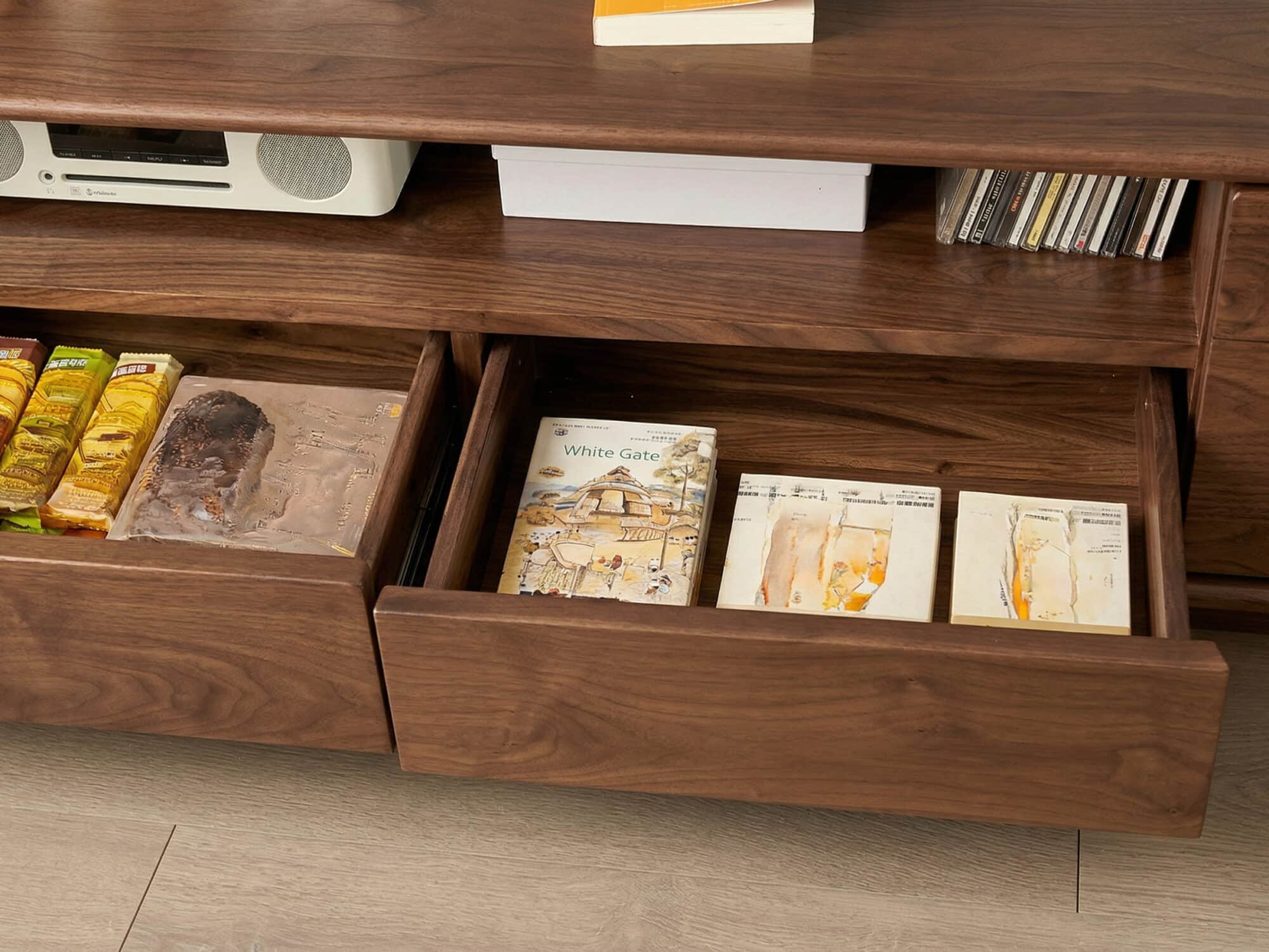 Modern Walnut Wood TV Stand with Storage Cabinets 相册图 #8 resized