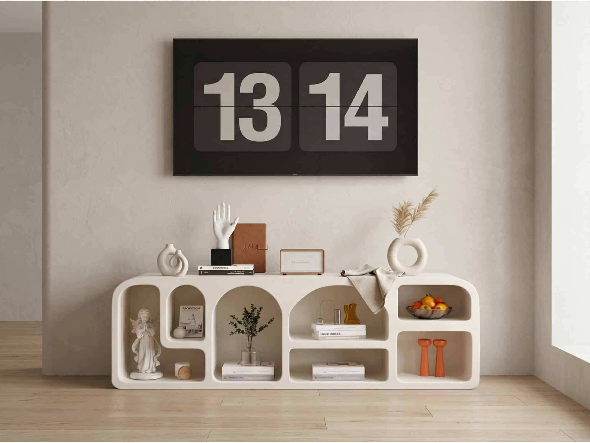 Modern White Arched TV Cabinet Cave-Inspired Design for Stylish Storage 商品主图 scene