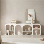 Modern White Arched TV Cabinet Cave-Inspired Design for Stylish Storage 相册图 #4 scene