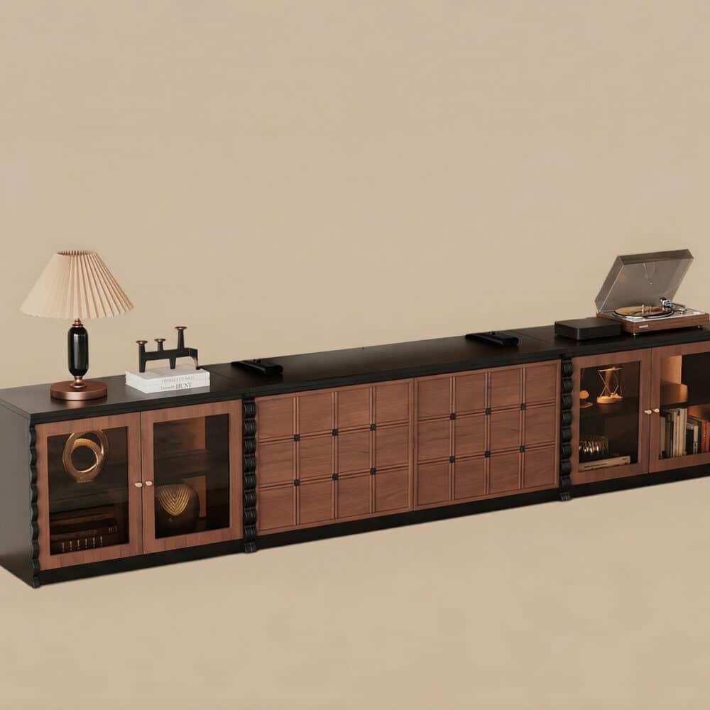 Modular Wooden TV Stand Set Optional Combination Media Console with Storage Cabinets 相册图 #7 resized