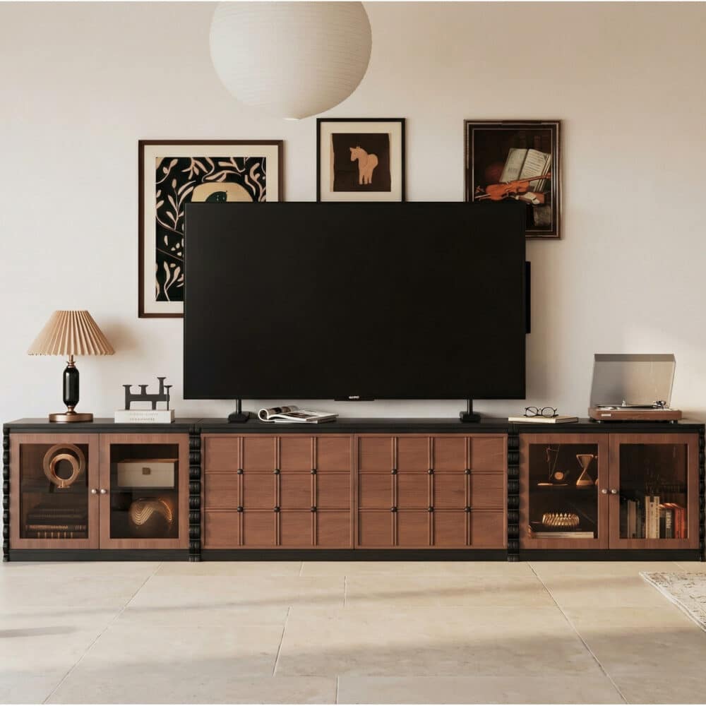 Modular Wooden TV Stand Set Optional Combination Media Console with Storage Cabinets 商品主图 scene