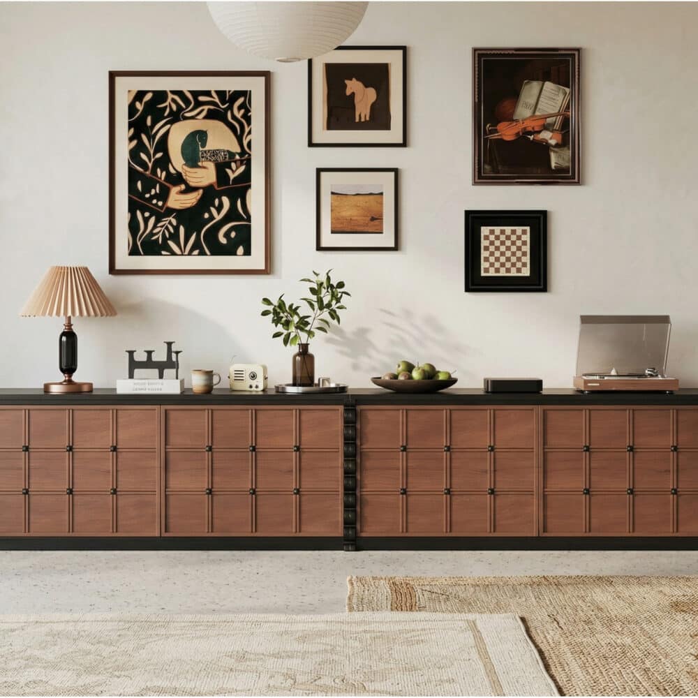 Modular Wooden TV Stand Set Optional Combination Media Console with Storage Cabinets 相册图 #1 scene