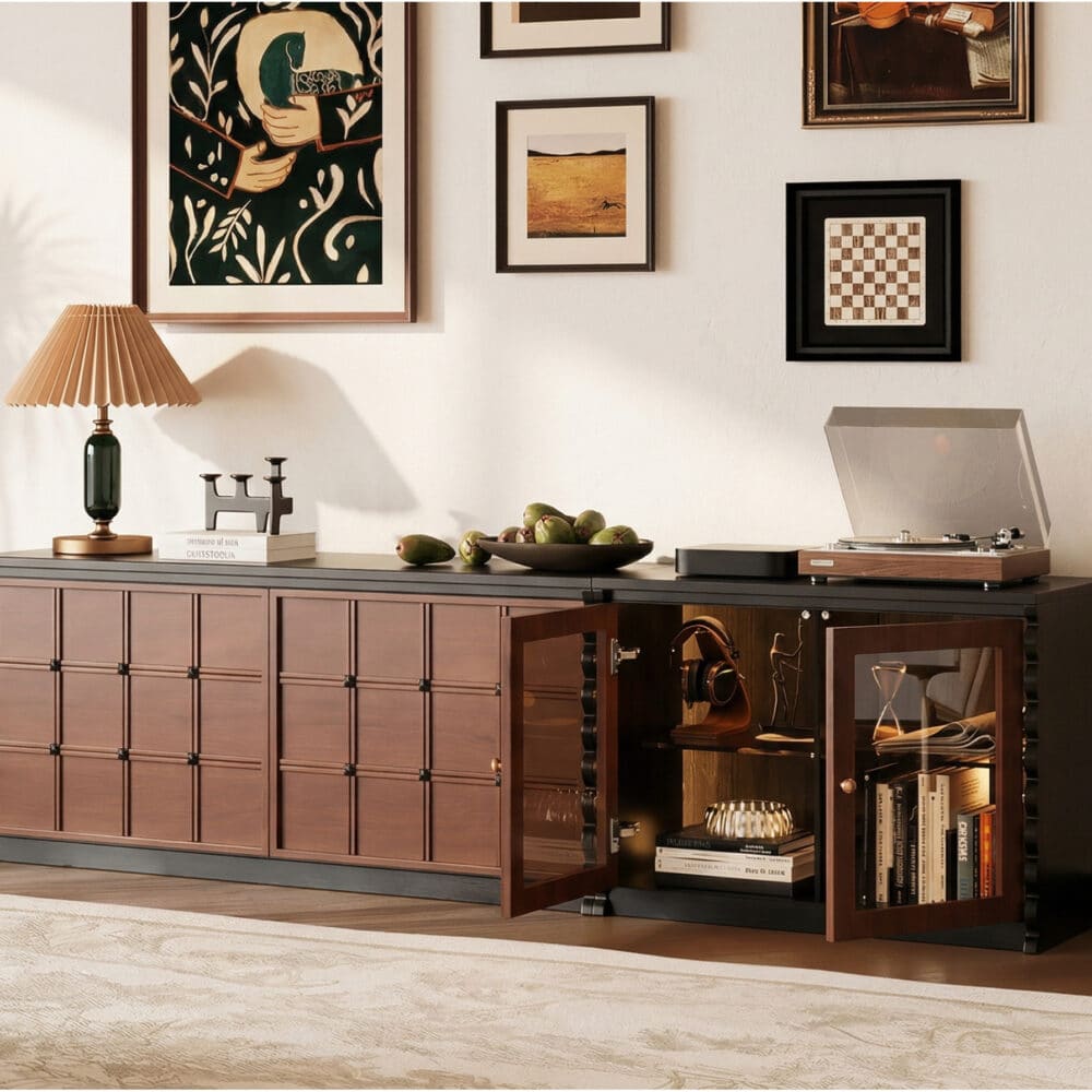 Modular Wooden TV Stand Set Optional Combination Media Console with Storage Cabinets 相册图 #2 scene