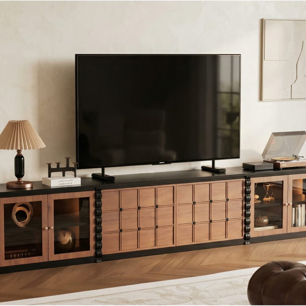 Modular Wooden TV Stand Set Optional Combination Media Console with Storage Cabinets 相册图 #3 scene