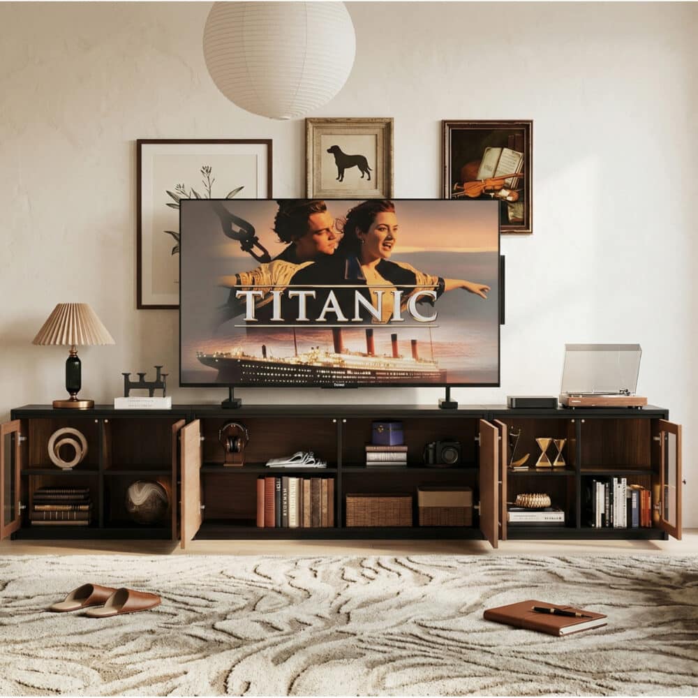 Modular Wooden TV Stand Set Optional Combination Media Console with Storage Cabinets 相册图 #4 scene
