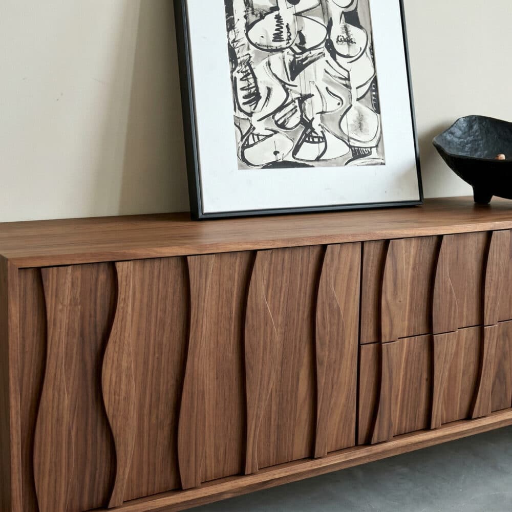 Nut-Brown Wave Texture Rectangle Wood Drawers TV Stand 相册图 #4 resized