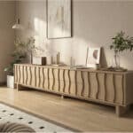 Nut-Brown Wave Texture Rectangle Wood Drawers TV Stand 相册图 #5 scene