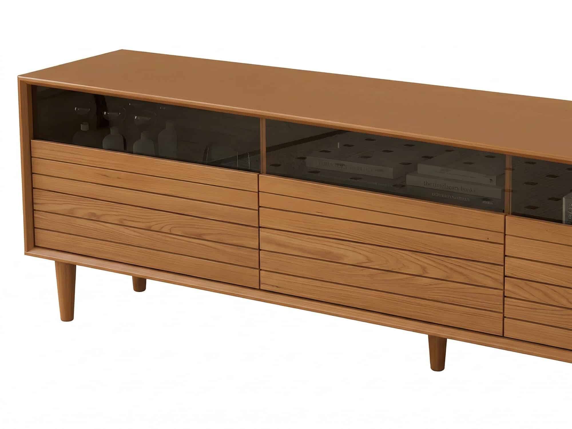 Scandinavian Natural Finish Cherry Drawers TV Stand 相册图 #4 resized