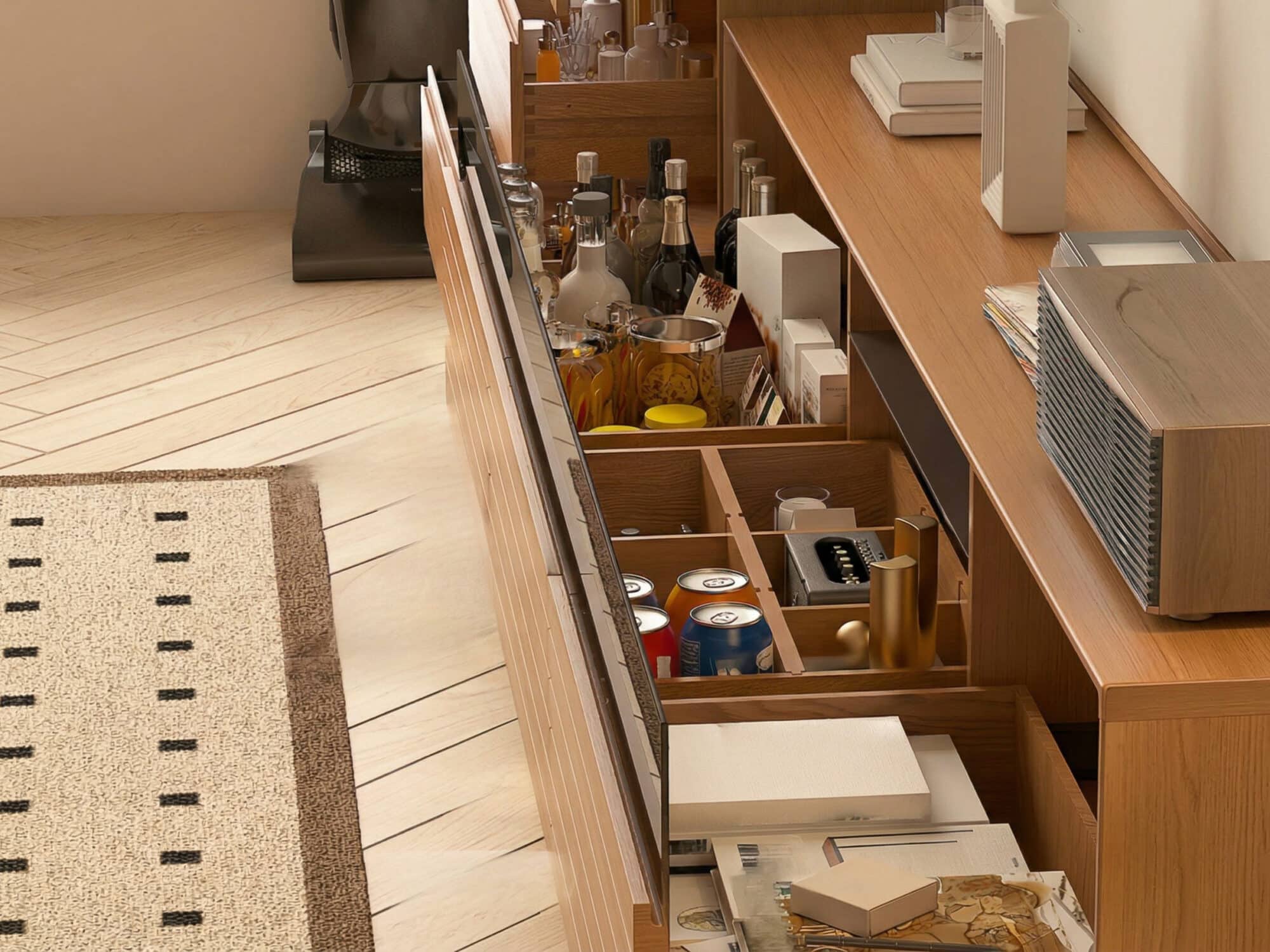 Scandinavian Natural Finish Cherry Drawers TV Stand 相册图 #7 resized