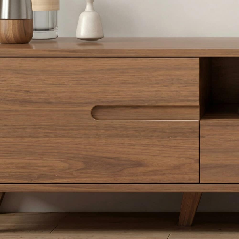 Scandinavian Walnut Wood TV Stand with Cabinet Storage 相册图 #6 resized