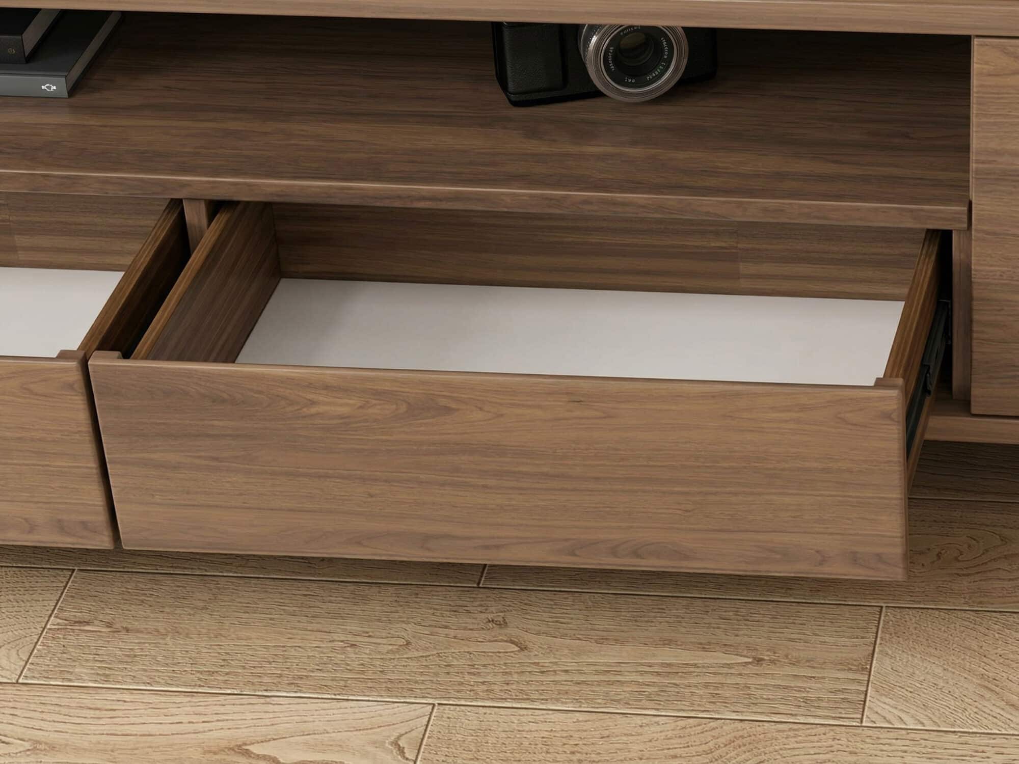 Scandinavian Walnut Wood TV Stand with Cabinet Storage 相册图 #7 resized