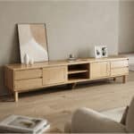 Simplistic Wood Color Open Storage Long TV Stand 变体图 / color: Wood Color / size: 71"L x 16"W x 18"H scene