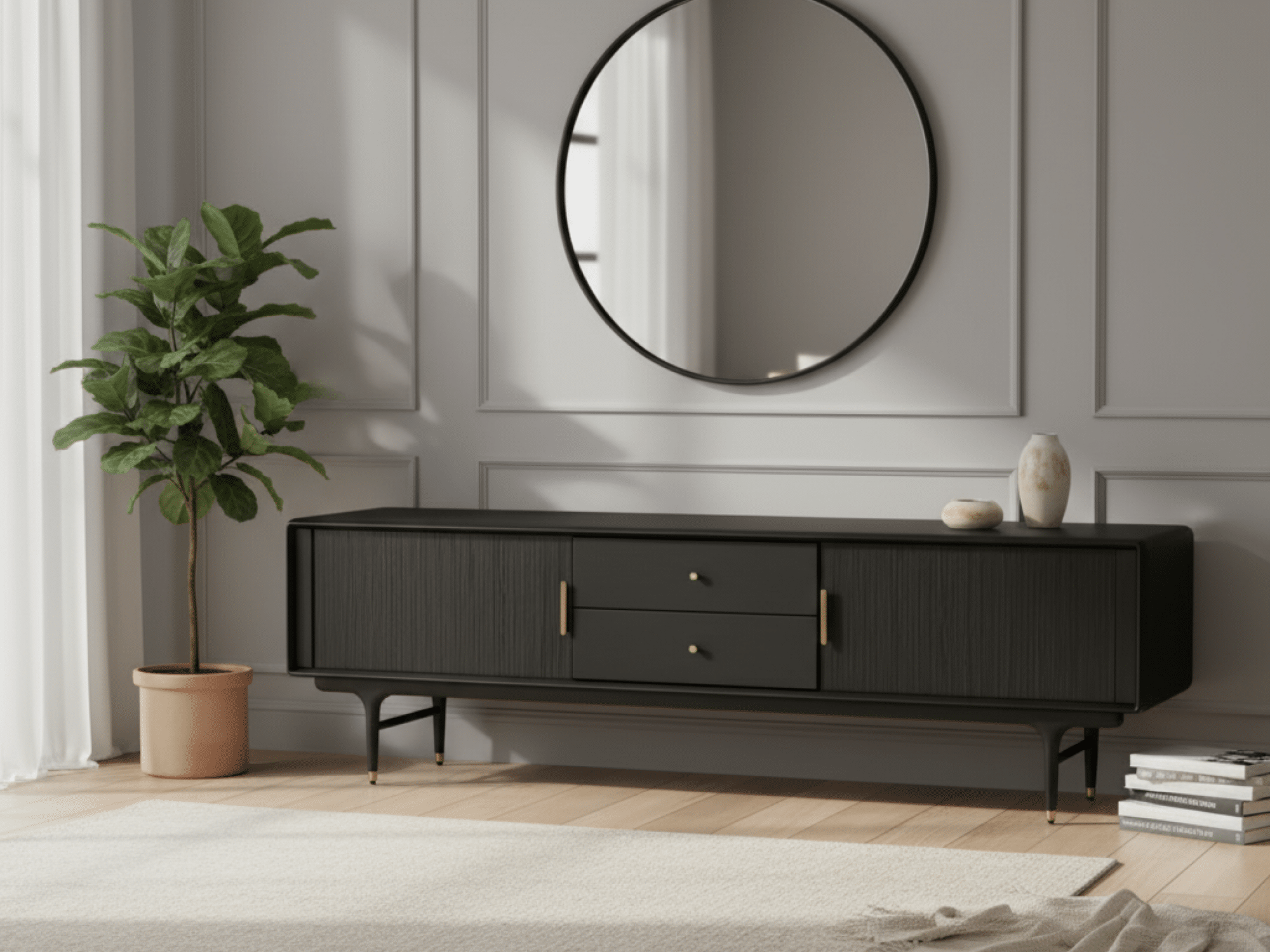 The Asher Oak Wood TV Stand 相册图 #5 scene