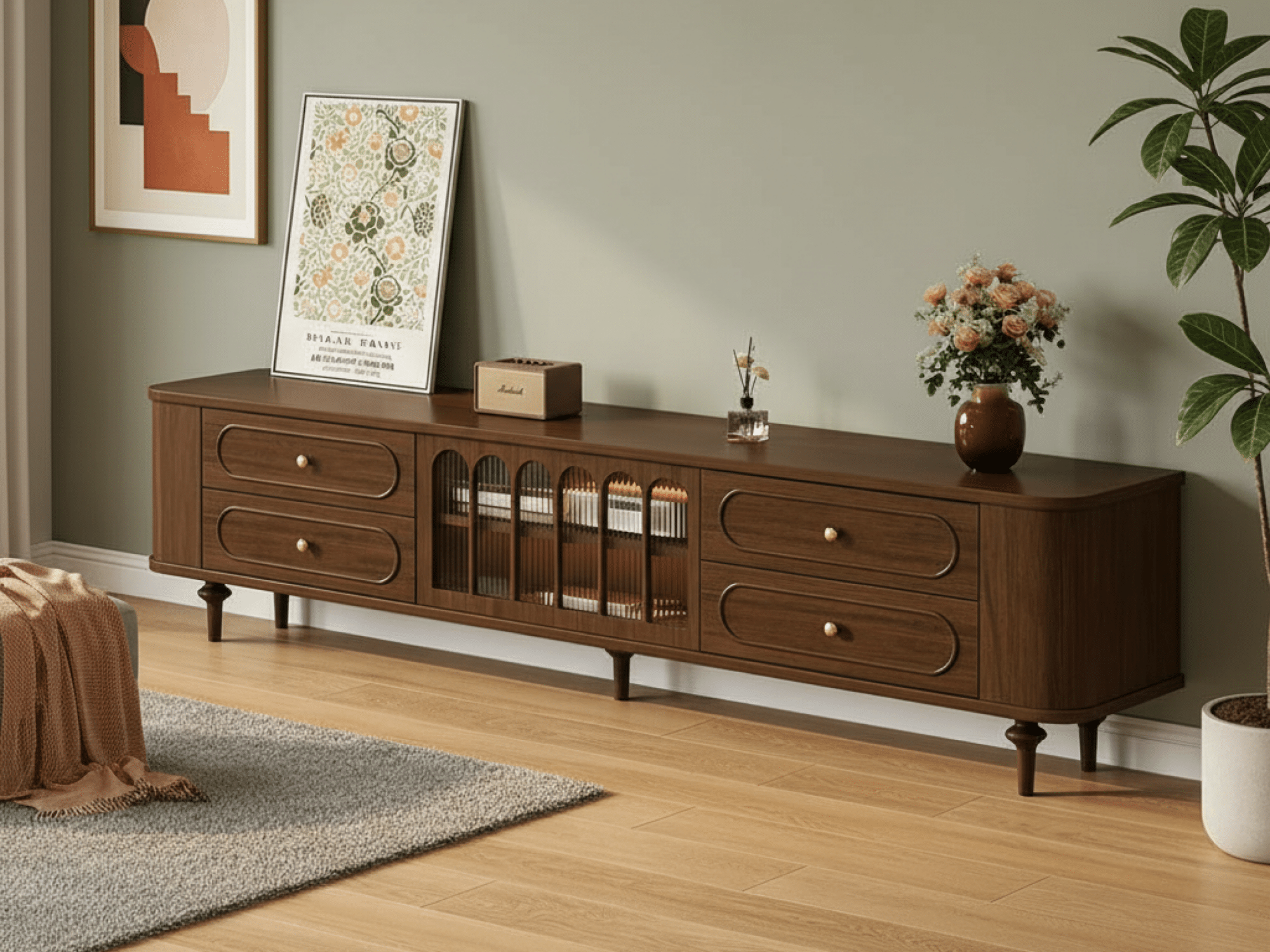 The Asher Solid Walnut TV Stand 商品主图 scene