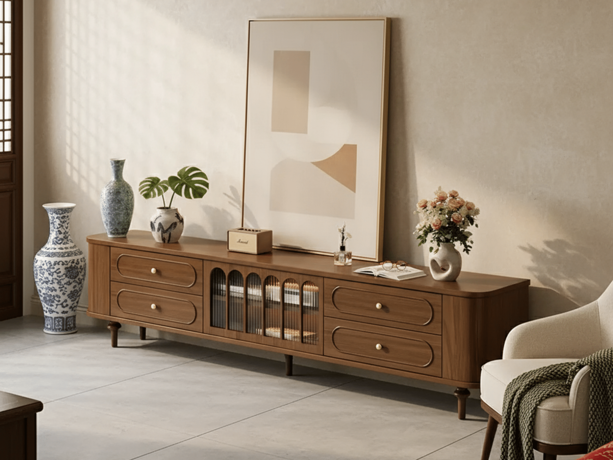 The Asher Solid Walnut TV Stand 相册图 #2 scene