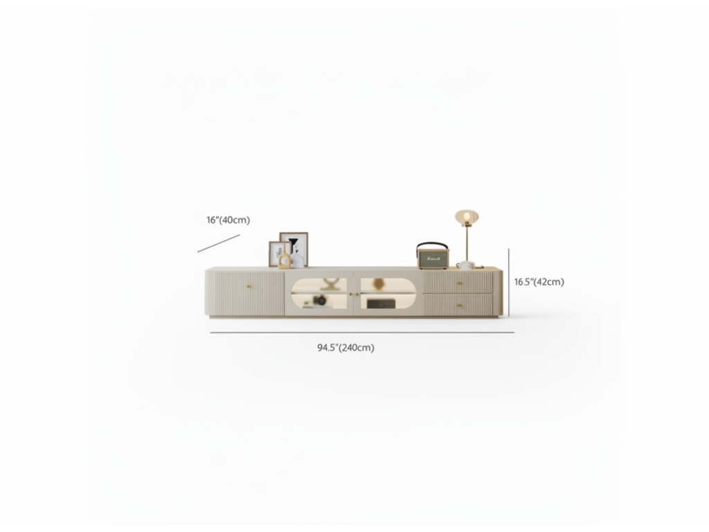 The Asher Solid Wood TV Stand 变体图 / size: 94.5"L x 16"W x 16.5"H resized