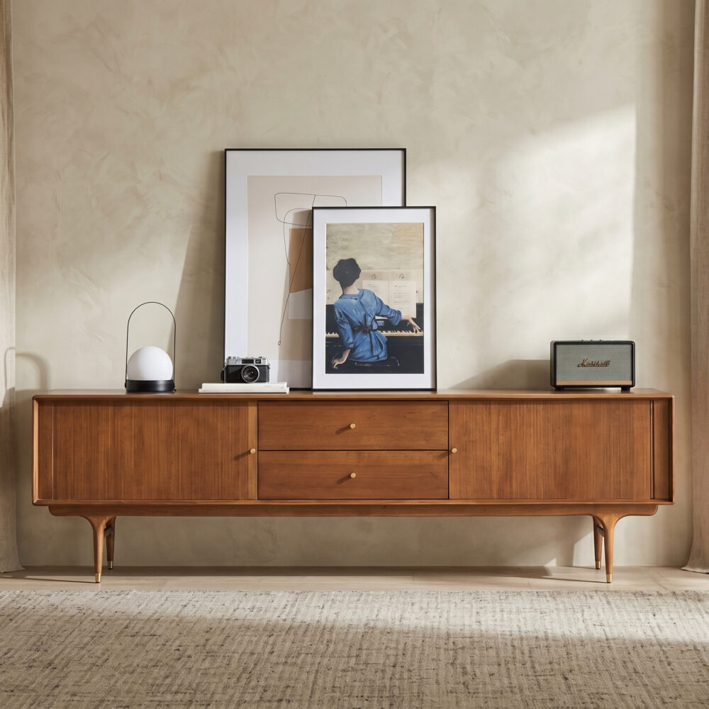 The Asher Solid Wood TV Stand - scene - 商品主图 The Asher Solid Wood TV Stand 商品主图 scene