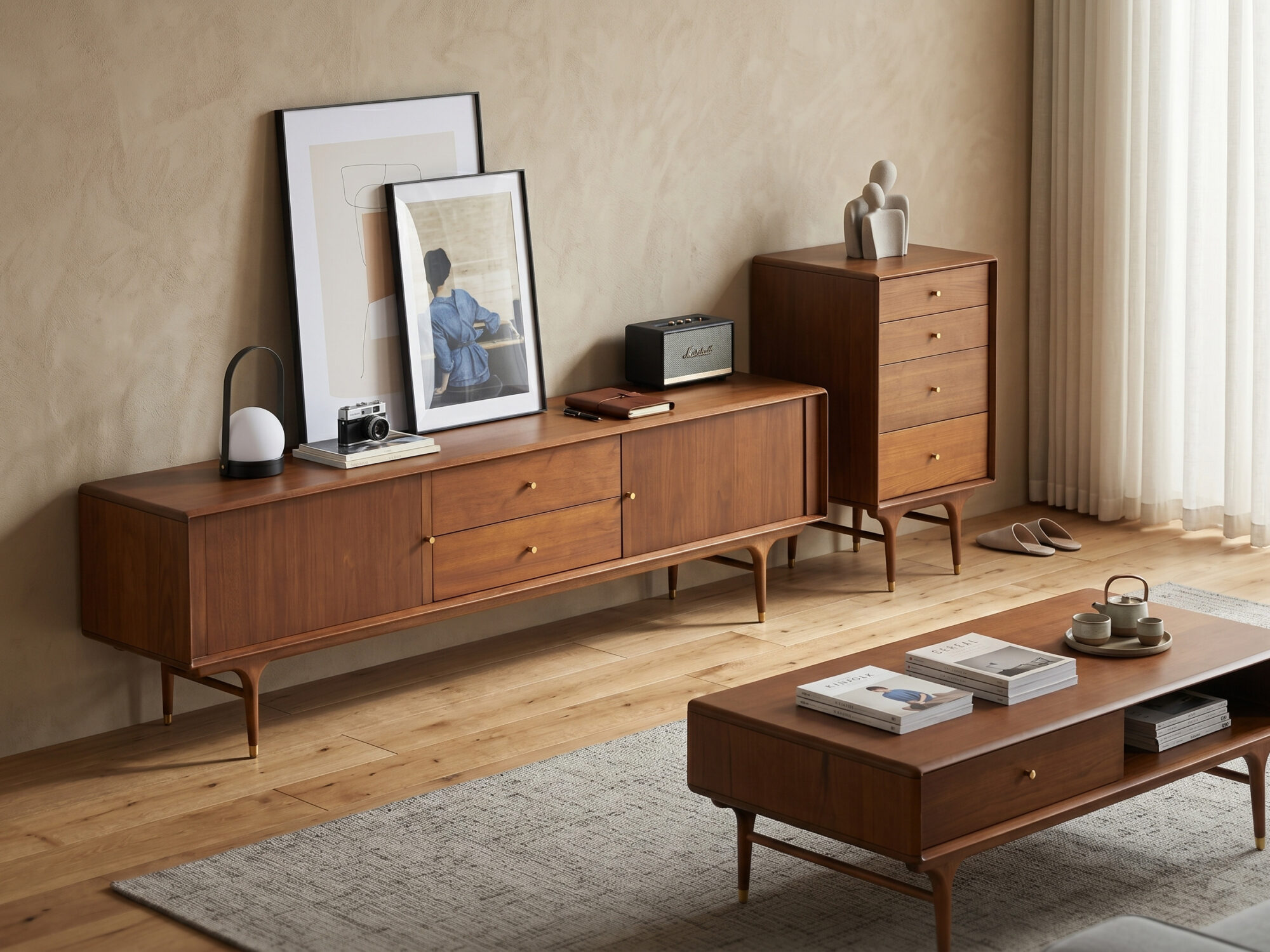 The Asher Solid Wood TV Stand - scene - 相册图 #1 The Asher Solid Wood TV Stand 相册图 #1 scene