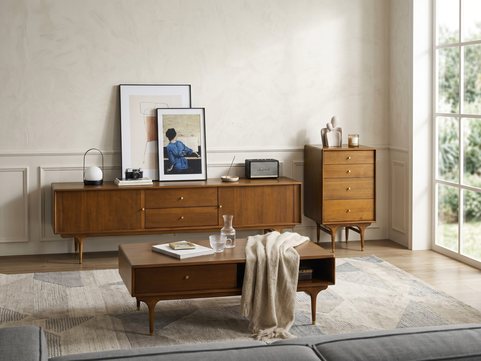 The Asher Solid Wood TV Stand - scene - 相册图 #2 The Asher Solid Wood TV Stand 相册图 #2 scene