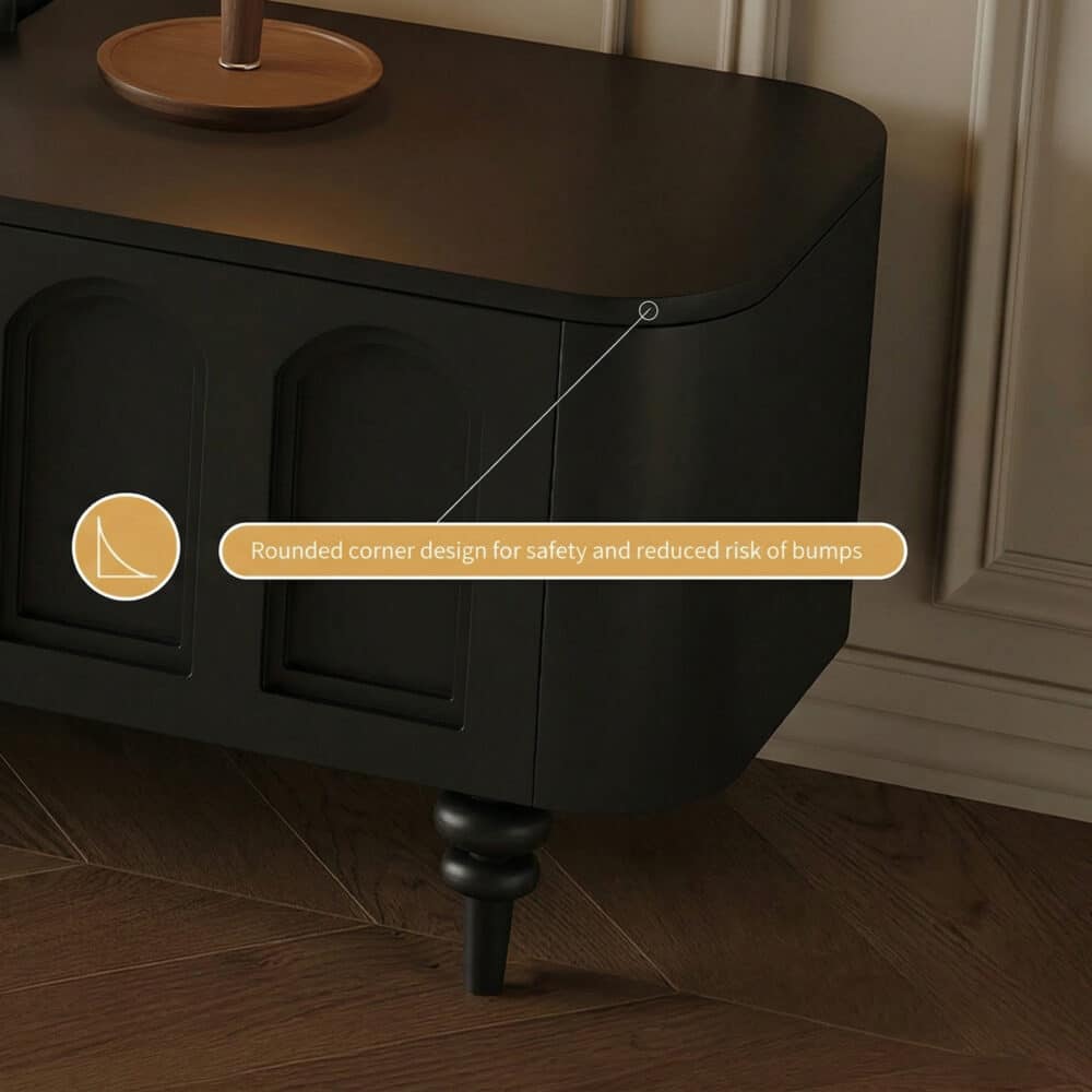 TV Stand Elegant Arch Design TV Console with Center Sliding Doors 相册图 #2 resized