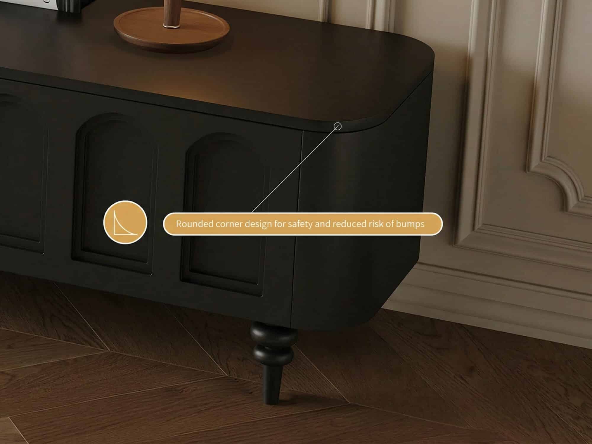 TV Stand Elegant Arch Design TV Console with Center Sliding Doors 相册图 #2 resized