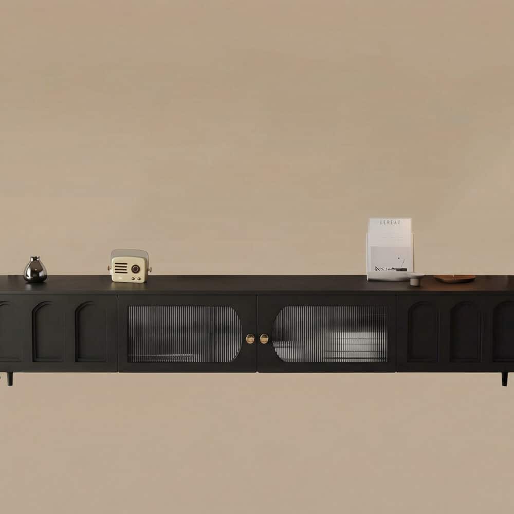 TV Stand Elegant Arch Design TV Console with Center Sliding Doors 相册图 #5 resized