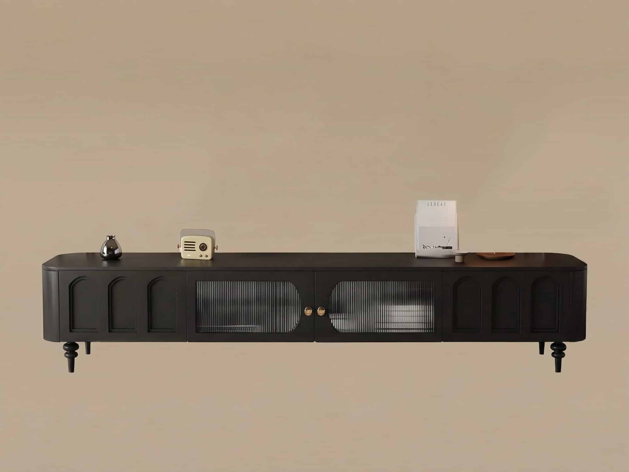 TV Stand Elegant Arch Design TV Console with Center Sliding Doors 相册图 #5 resized
