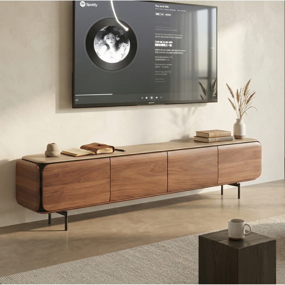 TV Stand Wooden TV Cabinet Modern Design Spacious Storage Elegant Aesthetic - scene - 商品主图 TV Stand Wooden TV Cabinet Modern Design Spacious Storage Elegant Aesthetic 商品主图 scene