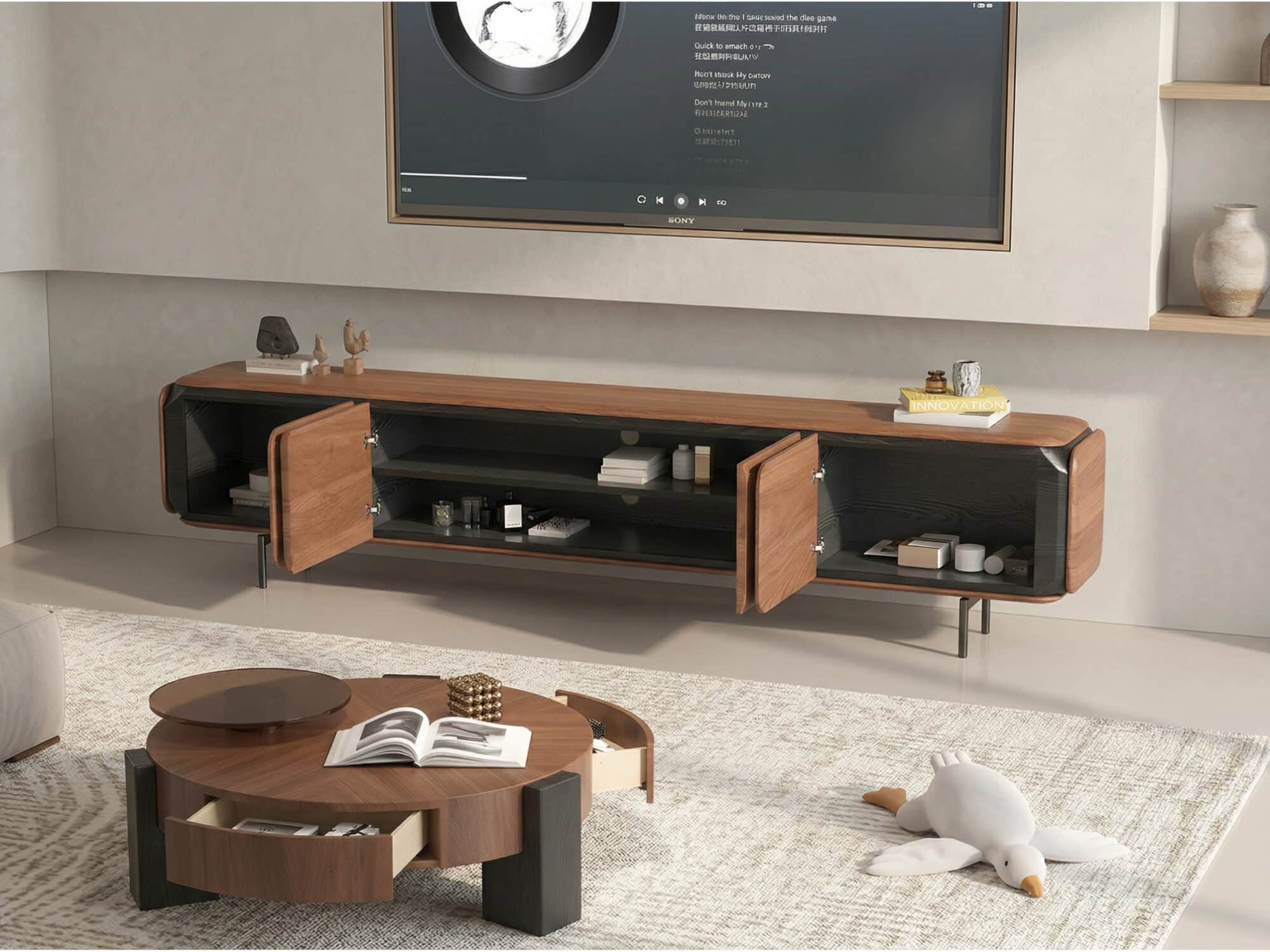 TV Stand Wooden TV Cabinet Modern Design Spacious Storage Elegant Aesthetic - scene - 相册图 #3 TV Stand Wooden TV Cabinet Modern Design Spacious Storage Elegant Aesthetic 相册图 #3 scene