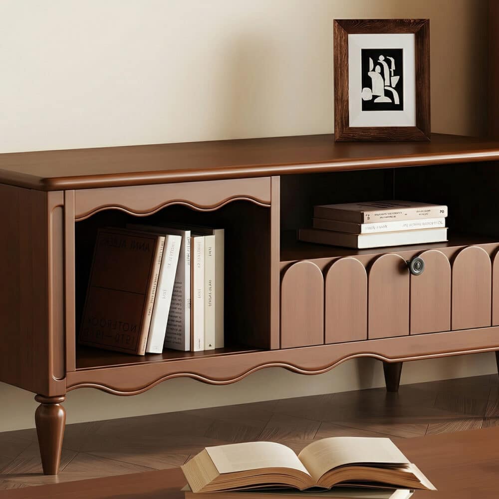 Walnut TV Stand Cabinet with Elegant Design and Spacious Storage Solutions 相册图 #2 resized