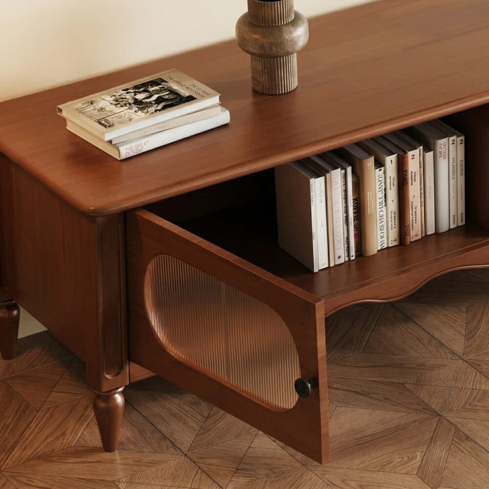 Walnut TV Stand Cabinet with Elegant Design and Spacious Storage Solutions 相册图 #3 resized