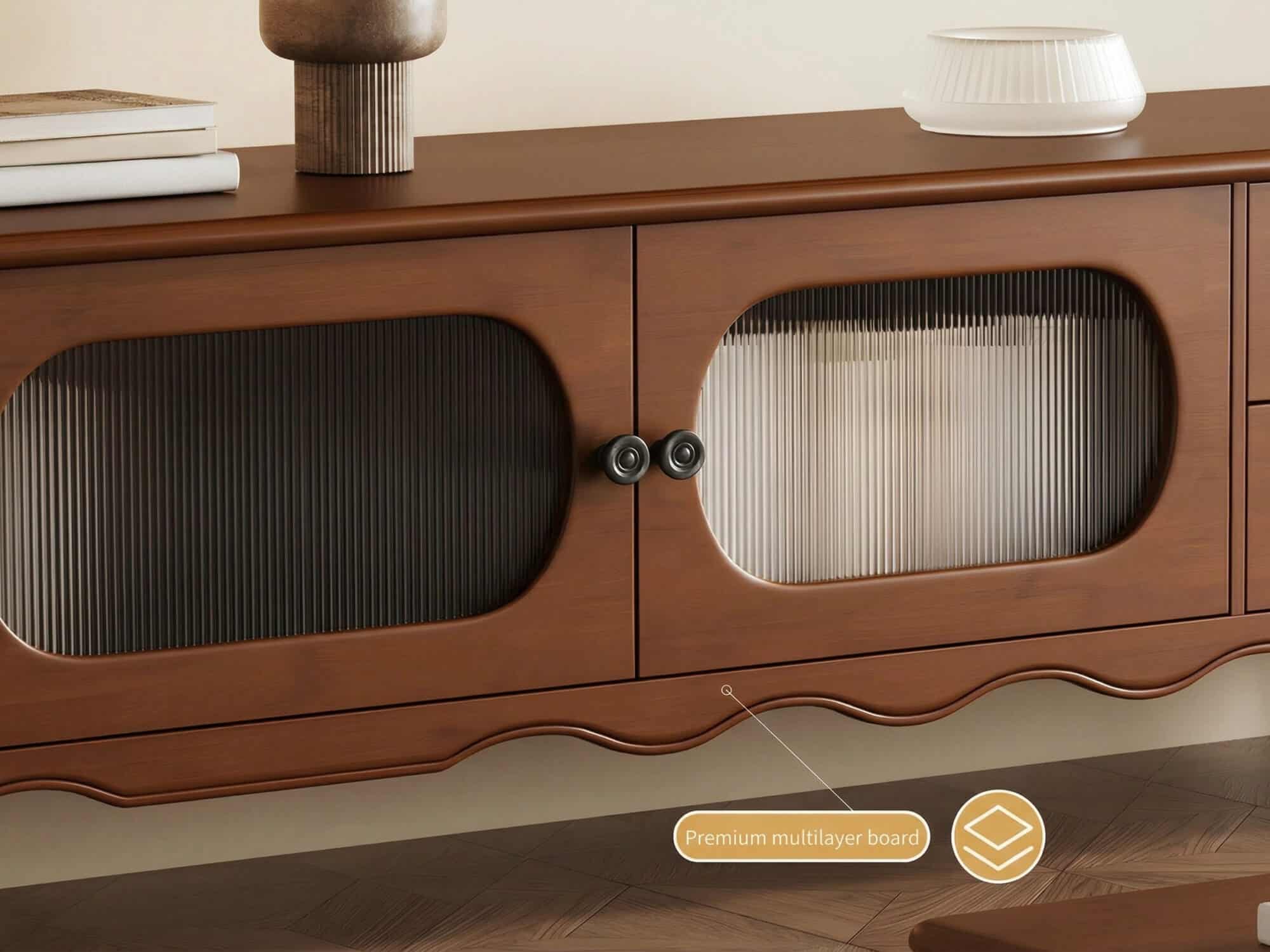 Walnut TV Stand Cabinet with Elegant Design and Spacious Storage Solutions 相册图 #4 resized
