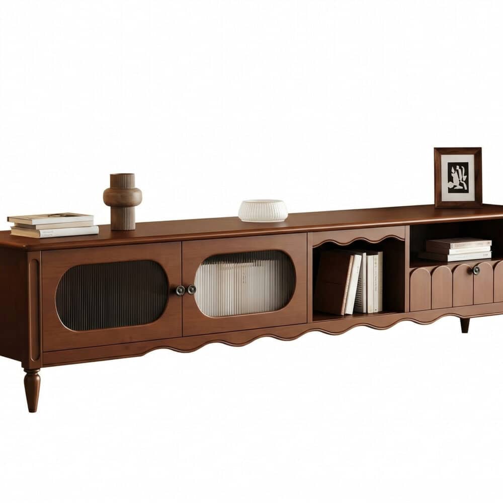 Walnut TV Stand Cabinet with Elegant Design and Spacious Storage Solutions 相册图 #5 resized