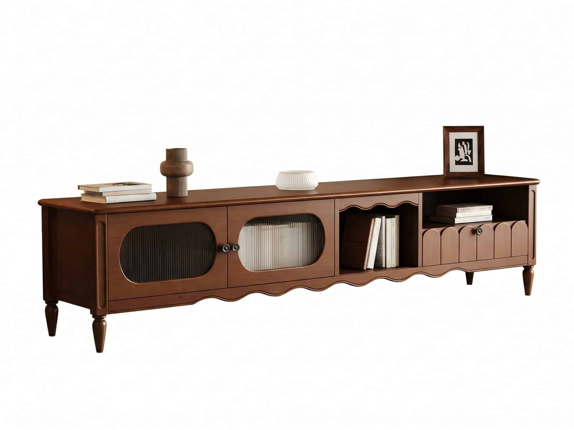Walnut TV Stand Cabinet with Elegant Design and Spacious Storage Solutions 相册图 #5 resized