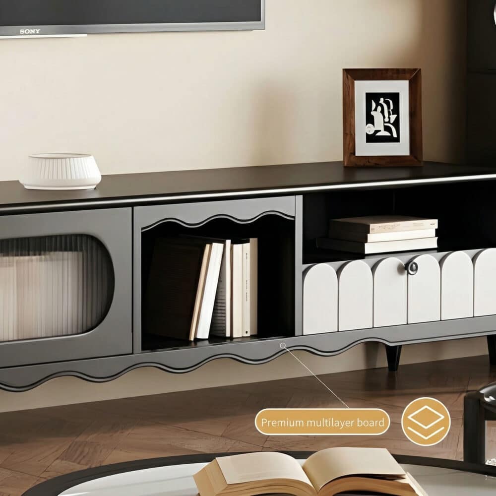 Walnut TV Stand Cabinet with Elegant Design and Spacious Storage Solutions 相册图 #8 resized