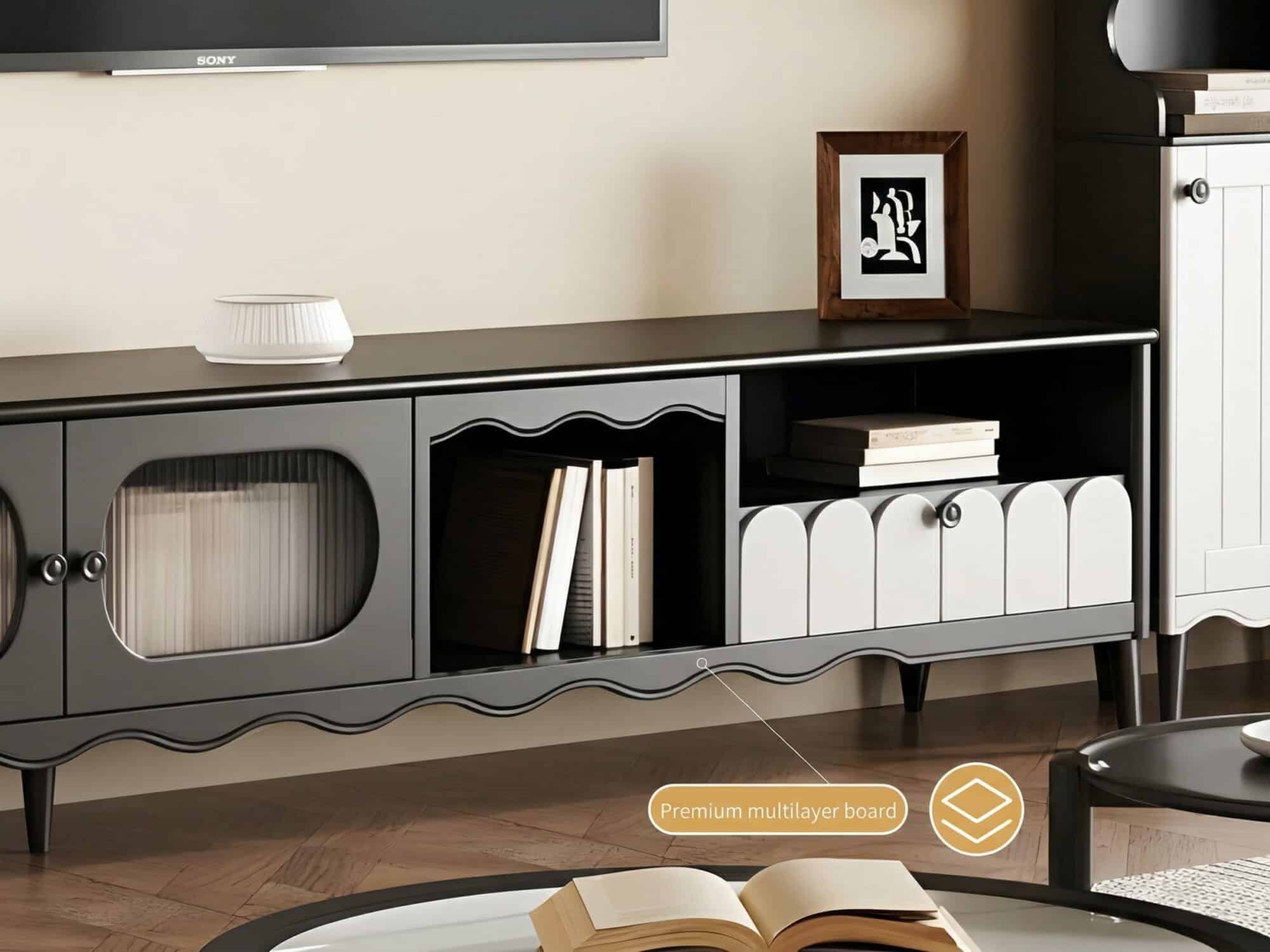 Walnut TV Stand Cabinet with Elegant Design and Spacious Storage Solutions 相册图 #8 resized